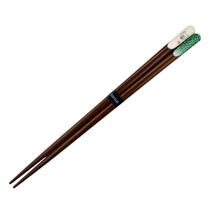 Shiba Inu Seigaiha Green Chopsticks (柴犬青海波緑箸) - "Shiba Inu and Seigaiha Green" Chopsticks