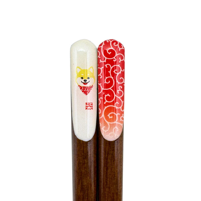 Kiiro Shiba to Aka Seigaiha Hashi (黄色柴と赤青海波箸) - "Yellow Shiba and Red Seigaiha" Chopsticks