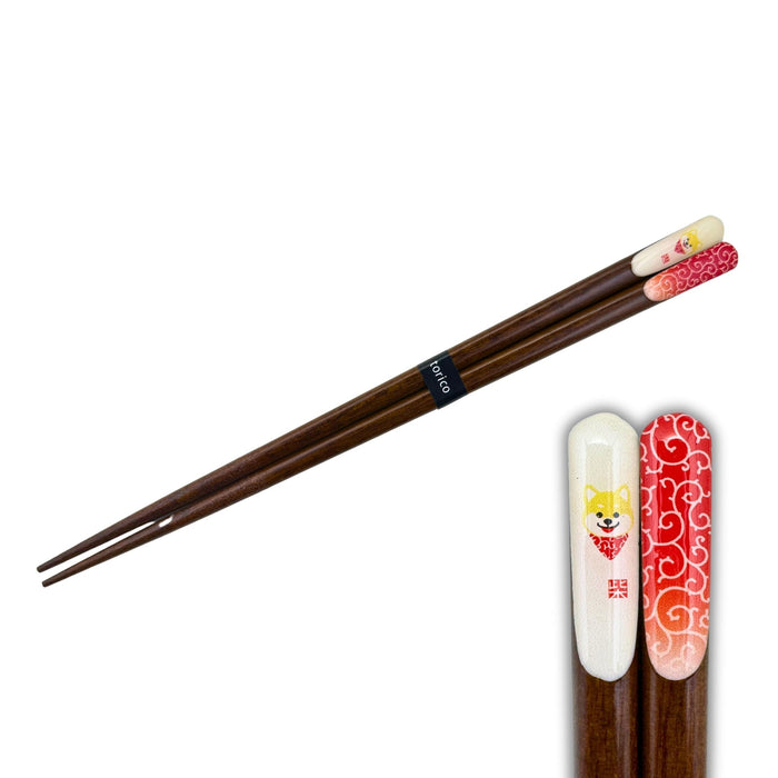 Kiiro Shiba to Aka Seigaiha Hashi (黄色柴と赤青海波箸) - "Yellow Shiba and Red Seigaiha" Chopsticks