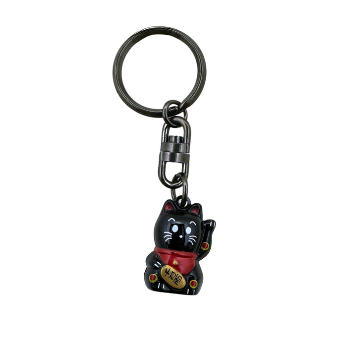 Shukufuku no Meihō (黒招き猫キーチェーン - 祝福の名宝)" - "Black Maneki Neko - Treasure of Blessings" Keychain