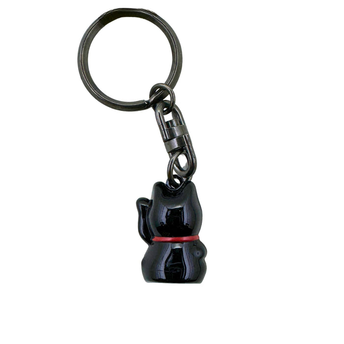 Shukufuku no Meihō (黒招き猫キーチェーン - 祝福の名宝)" - "Black Maneki Neko - Treasure of Blessings" Keychain