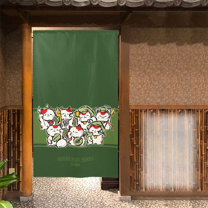 Midori Maneki Neko Noren (緑招き猫のれん) - "Green Beckoning Cats" Curtain