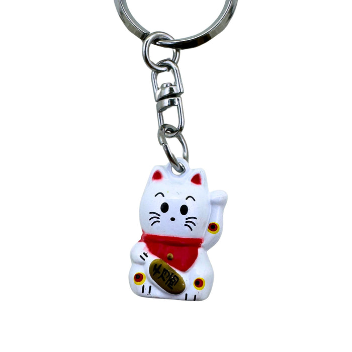 Kiyaku no Shiroi Shisha (白招き猫キーチェーン - 純潔の白い使者)" - "White Maneki Neko - Emissary of Purity" Keychain