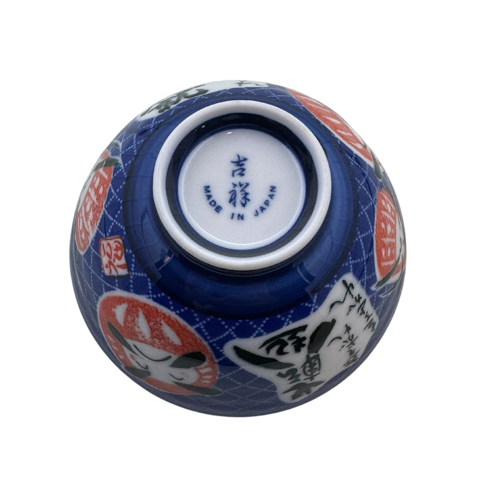 Aoi Daruma Fukuju Wan (青い達磨福寿碗) - "Blue Daruma Good Fortune" Bowl